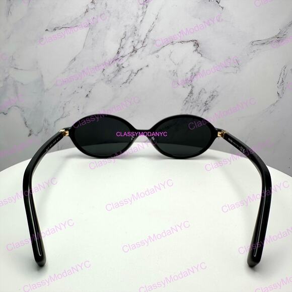 MIU MIU Sunglasses New Black Acetate Slim Round Gold Metal Logo Authentic Women main image 10